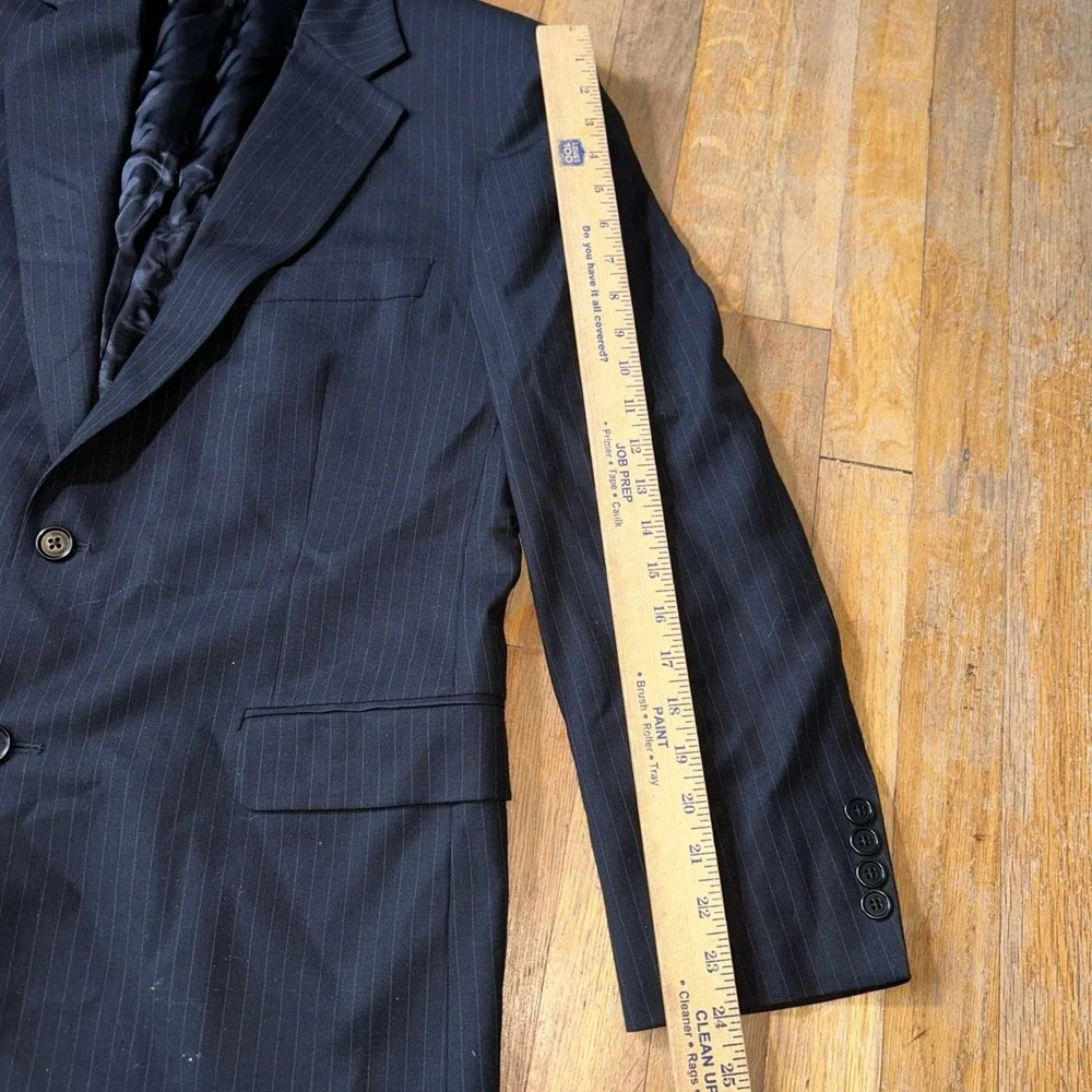 Brooks Brothers 346 Mens 42R Navy Blue Pinstripe Wool Stretch Blazer Sport Coat